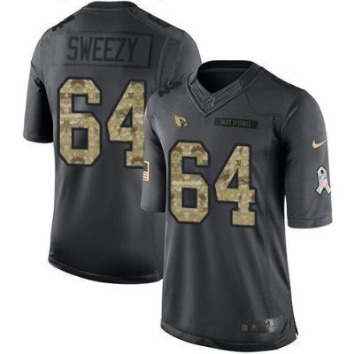 Nike Arizona Cardinals #64 J.R. Sweezy Black Stitched NFL Limited 2016 Salute to Service Jersey