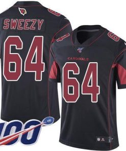 Nike Arizona Cardinals #64 J.R. Sweezy Black Stitched NFL Limited Rush 100th Season Jersey