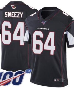 Nike Arizona Cardinals #64 J.R. Sweezy Black Alternate Stitched NFL 100th Season Vapor Limited Jersey
