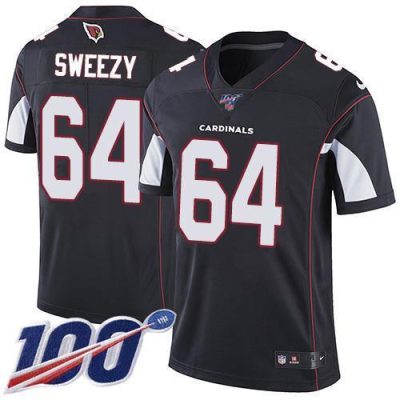 Nike Arizona Cardinals #64 J.R. Sweezy Black Alternate Stitched NFL 100th Season Vapor Limited Jersey