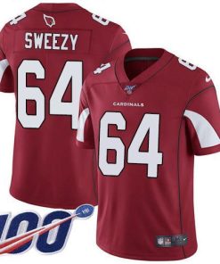 Nike Arizona Cardinals #64 J.R. Sweezy Red Team Color Stitched NFL 100th Season Vapor Limited Jersey