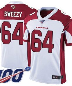 Nike Arizona Cardinals #64 J.R. Sweezy White Stitched NFL 100th Season Vapor Limited Jersey