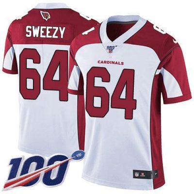 Nike Arizona Cardinals #64 J.R. Sweezy White Stitched NFL 100th Season Vapor Limited Jersey