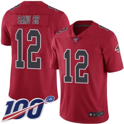 Nike Atlanta Falcons #12 Mohamed Sanu Sr Red Stitched NFL Limited Rush 100th Season Jersey