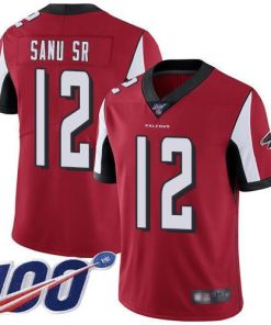 Nike Atlanta Falcons #12 Mohamed Sanu Sr Red Team Color Stitched NFL 100th Season Vapor Limited Jersey