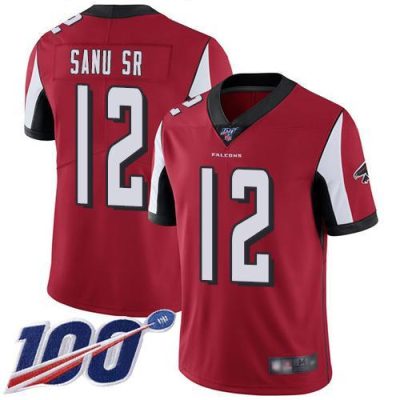 Nike Atlanta Falcons #12 Mohamed Sanu Sr Red Team Color Stitched NFL 100th Season Vapor Limited Jersey
