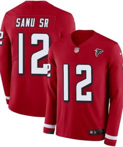 Nike Atlanta Falcons #12 Mohamed Sanu Sr Red Team Color Stitched NFL Limited Therma Long Sleeve Jersey