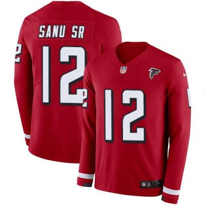 Nike Atlanta Falcons #12 Mohamed Sanu Sr Red Team Color Stitched NFL Limited Therma Long Sleeve Jersey