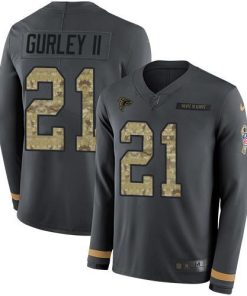 Nike Atlanta Falcons #21 Todd Gurley II Anthracite Salute to Service Stitched NFL Limited Therma Long Sleeve Jersey