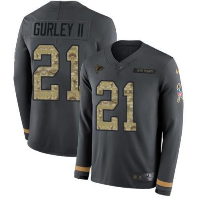 Nike Atlanta Falcons #21 Todd Gurley II Anthracite Salute to Service Stitched NFL Limited Therma Long Sleeve Jersey
