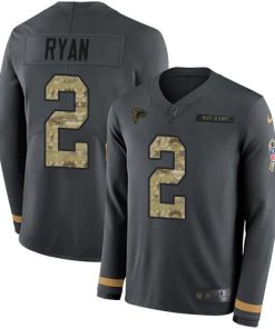 Nike Atlanta Falcons #2 Matt Ryan Anthracite Salute to Service Stitched NFL Limited Therma Long Sleeve Jersey