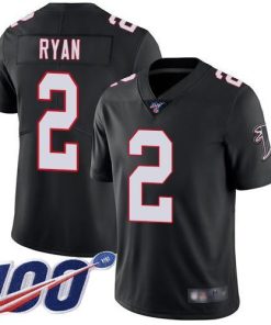 Nike Atlanta Falcons #2 Matt Ryan Black Alternate Stitched NFL 100th Season Vapor Limited Jersey