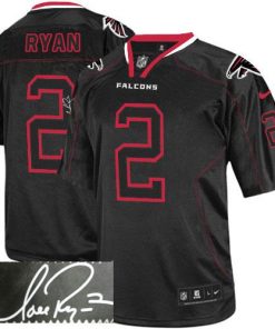 Nike Atlanta Falcons #2 Matt Ryan Lights Out Black Stitched NFL Elite Autographed Jersey