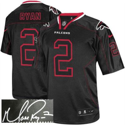 Nike Atlanta Falcons #2 Matt Ryan Lights Out Black Stitched NFL Elite Autographed Jersey