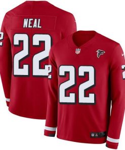 Nike Atlanta Falcons #22 Keanu Neal Red Team Color Stitched NFL Limited Therma Long Sleeve Jersey