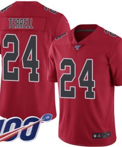 Nike Atlanta Falcons #24 A.J. Terrell Red Stitched NFL Limited Rush 100th Season Jersey