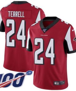 Nike Atlanta Falcons #24 A.J. Terrell Red Team Color Stitched NFL 100th Season Vapor Untouchable Limited Jersey