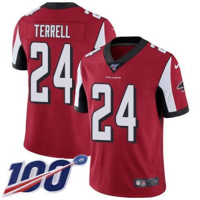 Nike Atlanta Falcons #24 A.J. Terrell Red Team Color Stitched NFL 100th Season Vapor Untouchable Limited Jersey