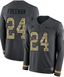 Nike Atlanta Falcons #24 Devonta Freeman Anthracite Salute to Service Stitched NFL Limited Therma Long Sleeve Jersey
