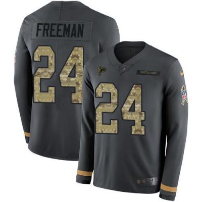Nike Atlanta Falcons #24 Devonta Freeman Anthracite Salute to Service Stitched NFL Limited Therma Long Sleeve Jersey