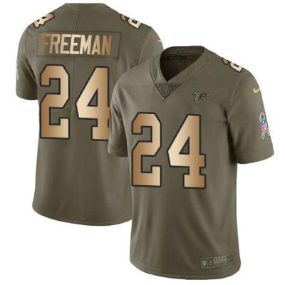 Nike Atlanta Falcons #24 Devonta Freeman Olive/Gold Stitched NFL Limited 2017 Salute To Service Jersey