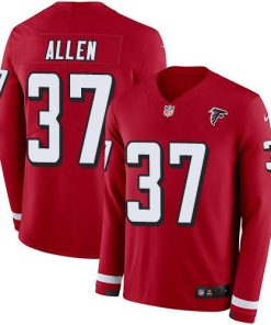 Nike Atlanta Falcons #37 Ricardo Allen Red Team Color Stitched NFL Limited Therma Long Sleeve Jersey