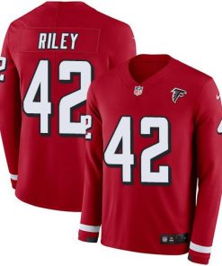 Nike Atlanta Falcons #42 Duke Riley Red Team Color Stitched NFL Limited Therma Long Sleeve Jersey