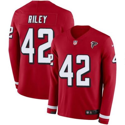 Nike Atlanta Falcons #42 Duke Riley Red Team Color Stitched NFL Limited Therma Long Sleeve Jersey