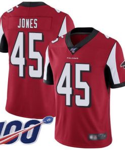 Nike Atlanta Falcons #45 Deion Jones Red Team Color Stitched NFL 100th Season Vapor Limited Jersey