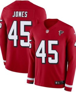 Nike Atlanta Falcons #45 Deion Jones Red Team Color Stitched NFL Limited Therma Long Sleeve Jersey