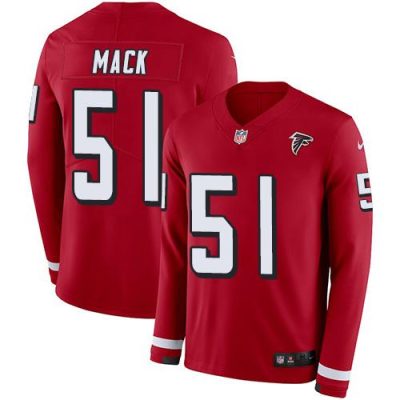 Nike Atlanta Falcons #51 Alex Mack Red Team Color Stitched NFL Limited Therma Long Sleeve Jersey