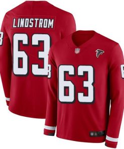 Nike Atlanta Falcons #63 Chris Lindstrom Red Team Color Stitched NFL Limited Therma Long Sleeve Jersey