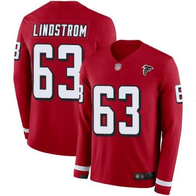 Nike Atlanta Falcons #63 Chris Lindstrom Red Team Color Stitched NFL Limited Therma Long Sleeve Jersey