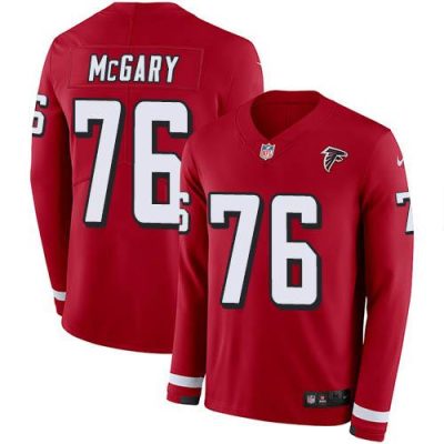 Nike Atlanta Falcons #76 Kaleb McGary Red Team Color Stitched NFL Limited Therma Long Sleeve Jersey