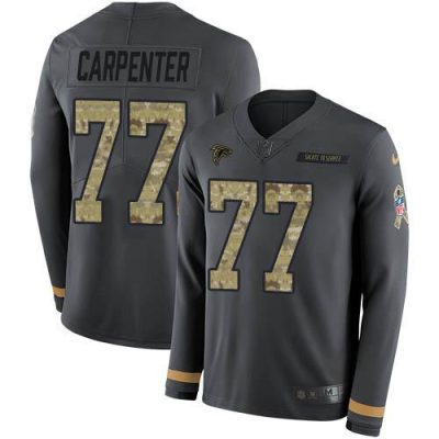 Nike Atlanta Falcons #77 James Carpenter Anthracite Salute to Service Stitched NFL Limited Therma Long Sleeve Jersey