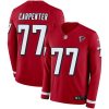 Nike Atlanta Falcons #77 James Carpenter Red Team Color Stitched NFL Limited Therma Long Sleeve Jersey