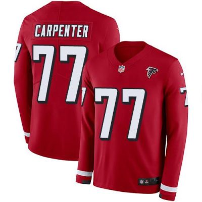 Nike Atlanta Falcons #77 James Carpenter Red Team Color Stitched NFL Limited Therma Long Sleeve Jersey