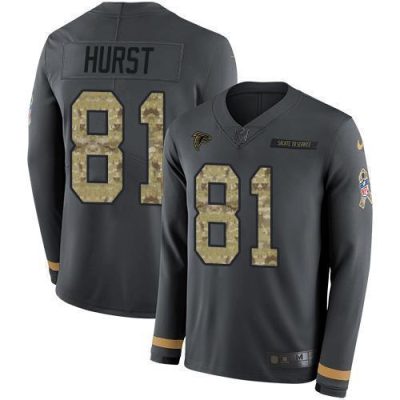 Nike Atlanta Falcons #81 Hayden Hurst Anthracite Salute to Service Stitched NFL Limited Therma Long Sleeve Jersey