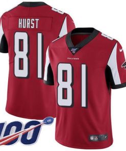 Nike Atlanta Falcons #81 Hayden Hurst Red Team Color Stitched NFL 100th Season Vapor Untouchable Limited Jersey