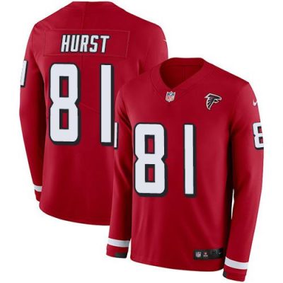 Nike Atlanta Falcons #81 Hayden Hurst Red Team Color Stitched NFL Limited Therma Long Sleeve Jersey