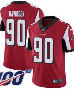 Nike Atlanta Falcons #90 Marlon Davidson Red Team Color Stitched NFL 100th Season Vapor Untouchable Limited Jersey