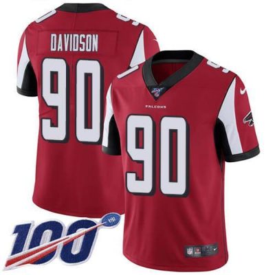 Nike Atlanta Falcons #90 Marlon Davidson Red Team Color Stitched NFL 100th Season Vapor Untouchable Limited Jersey