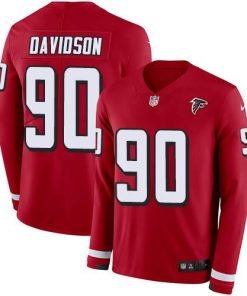 Nike Atlanta Falcons #90 Marlon Davidson Red Team Color Stitched NFL Limited Therma Long Sleeve Jersey
