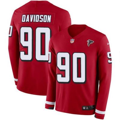 Nike Atlanta Falcons #90 Marlon Davidson Red Team Color Stitched NFL Limited Therma Long Sleeve Jersey