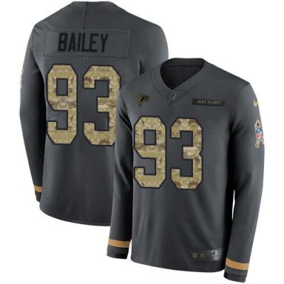 Nike Atlanta Falcons #93 Allen Bailey Anthracite Salute to Service Stitched NFL Limited Therma Long Sleeve Jersey