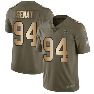 Nike Atlanta Falcons #94 Deadrin Senat Olive/Gold Stitched NFL Limited 2017 Salute To Service Jersey