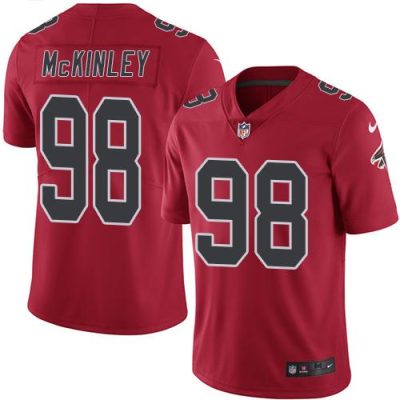 Nike Atlanta Falcons #98 Takkarist McKinley Red Stitched NFL Limited Rush Jersey