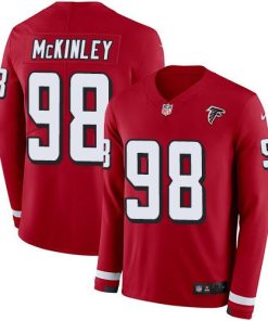 Nike Atlanta Falcons #98 Takkarist McKinley Red Team Color Stitched NFL Limited Therma Long Sleeve Jersey
