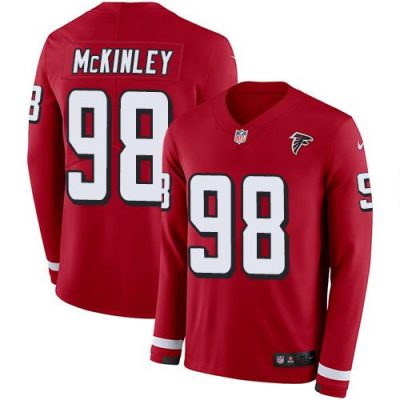 Nike Atlanta Falcons #98 Takkarist McKinley Red Team Color Stitched NFL Limited Therma Long Sleeve Jersey