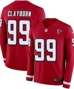 Nike Atlanta Falcons #99 Adrian Clayborn Red Team Color Stitched NFL Limited Therma Long Sleeve Jersey